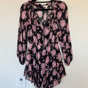 Floral Black and Pink Women's Dress